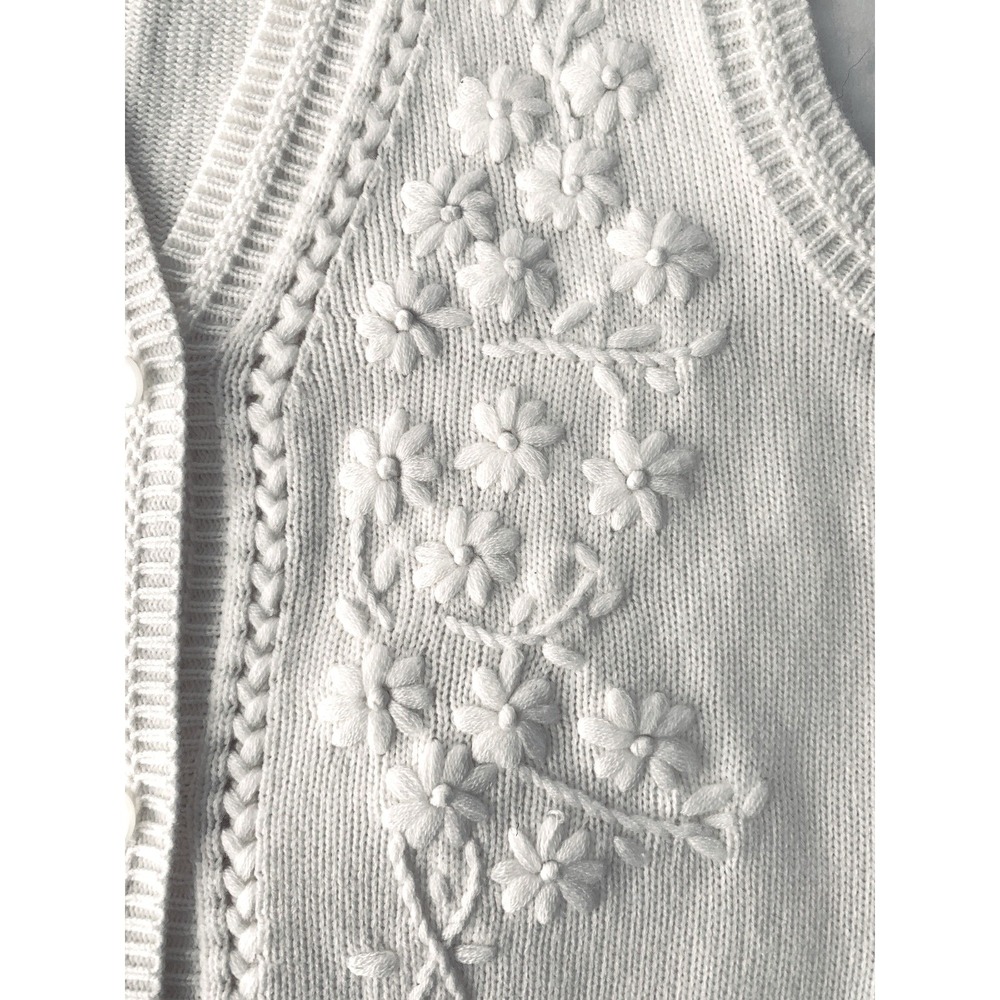 Cream Embroidered Sweater Vest OS Cottagecore Grandma Chic Preppy Cozy Layering - Picture 8 of 15